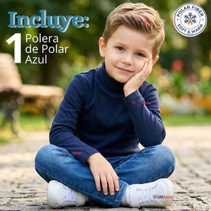 Polera Camiseta Polar Azul Oscuro Primera Capa Beatle Manga Larga Ni&ntilde;o
