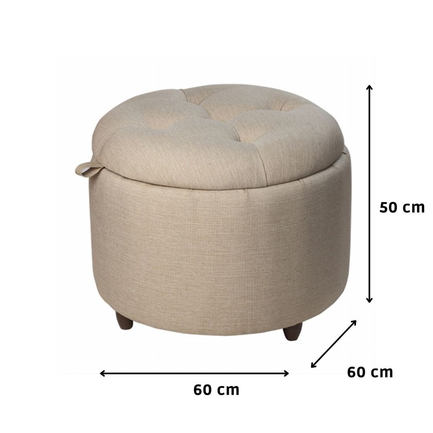 Pouf Ba&uacute;l Zoe Beige Delta 60x50x50 Cm M&aacute;xima Design image number 2.0
