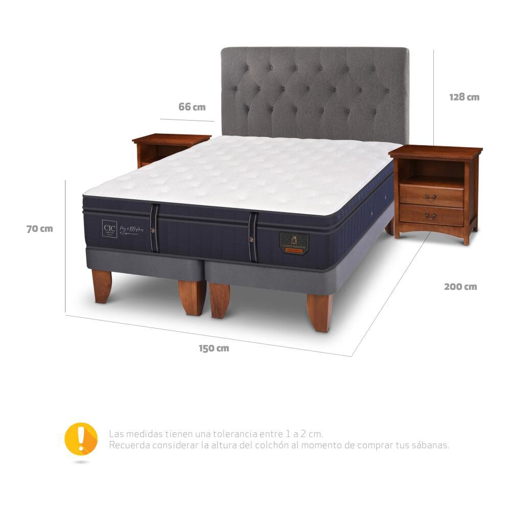 Cama Europea Cic Grand Premium / 2 Plazas / Base Dividida + Set De Maderas image number 4.0