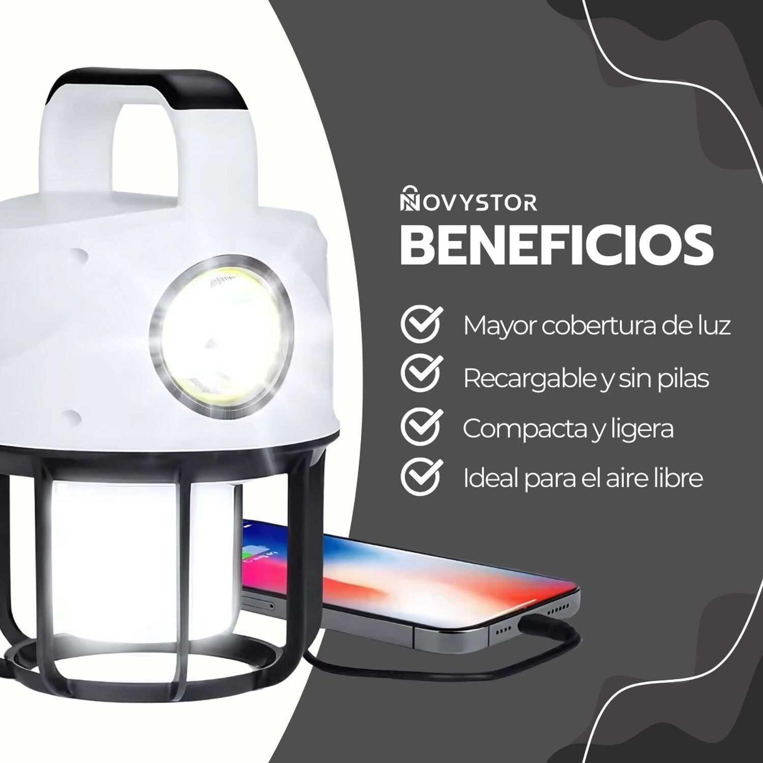 L&aacute;mpara Camping Dual Led Recargable Con Power Bank image number 3.0