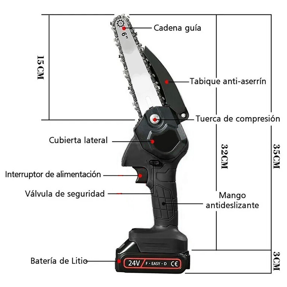 Motosierra Eléctrica Inalámbrica Portátil De 6 Pulgadas image number 10.0