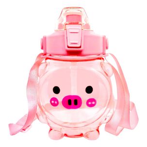 Botella Agua Kawaii 1000ml Antiderrame Rosado Con Correa