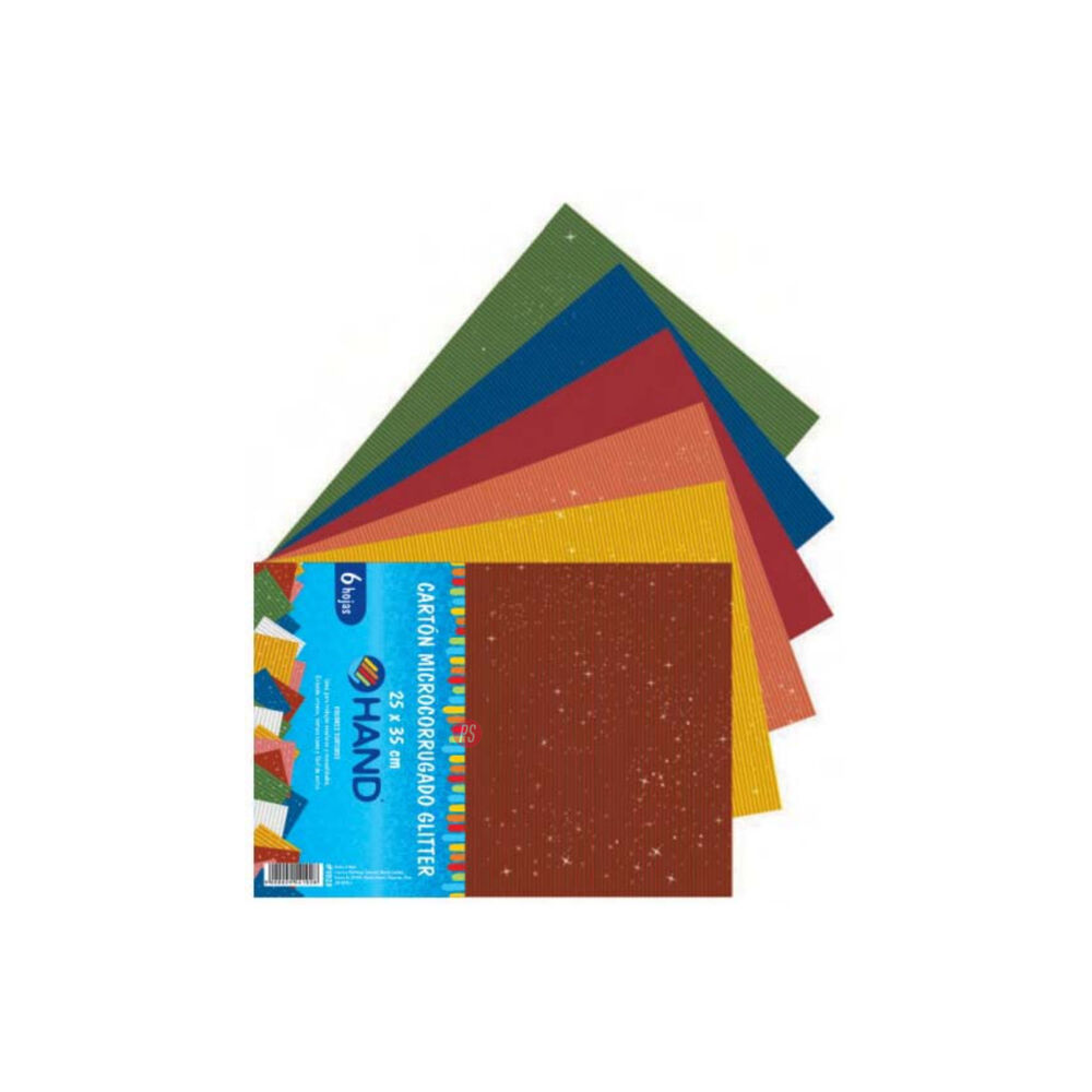 Pack 60 Hojas Cartón Microcorrugado Glitter 25x35 Cms Colores - Ps image number 1.0