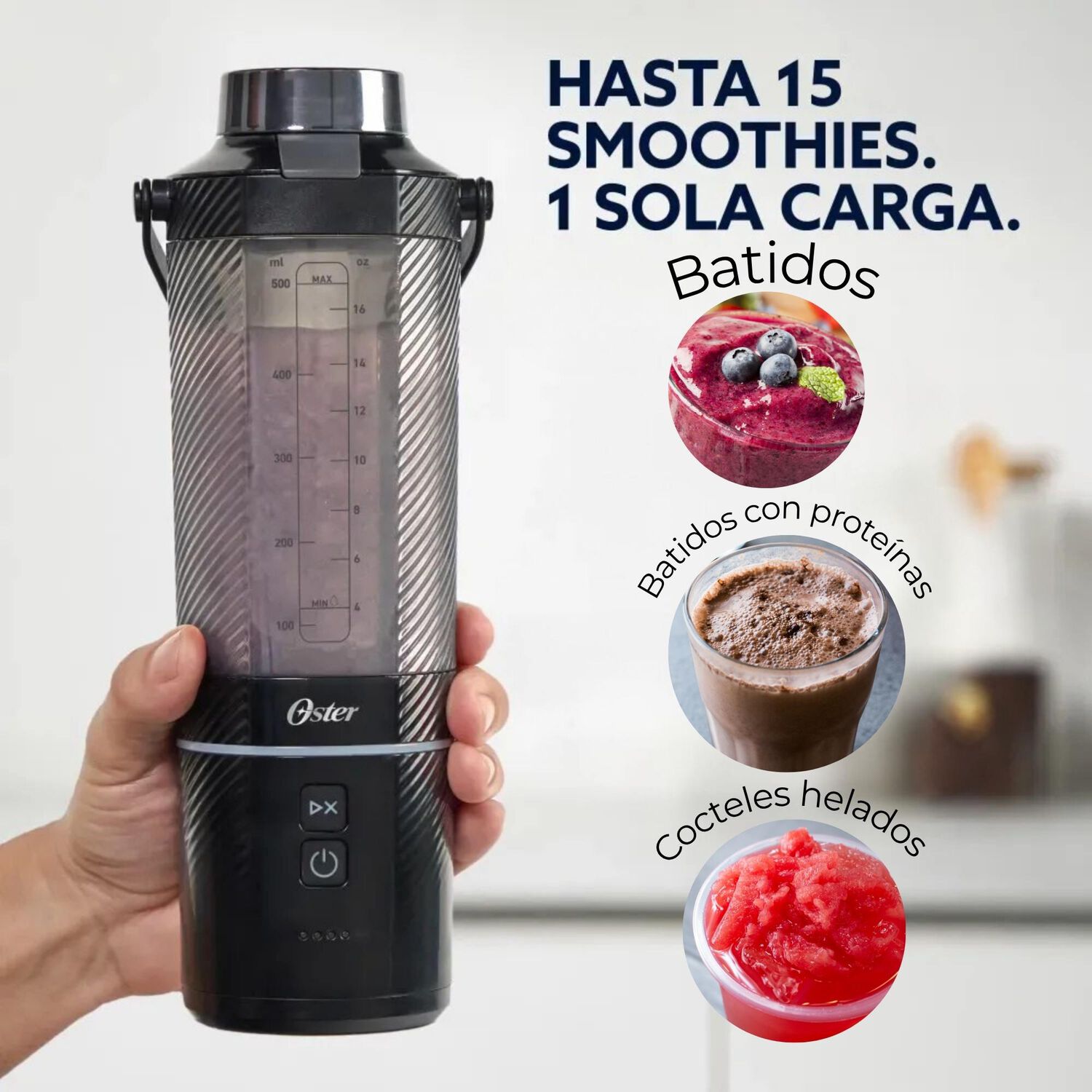 Oster Licuadora Port&aacute;til, Gomax, 590 Ml De Capacidad, Para Smoothies, Negro, Blstgfp-b20-000 image number 7.0