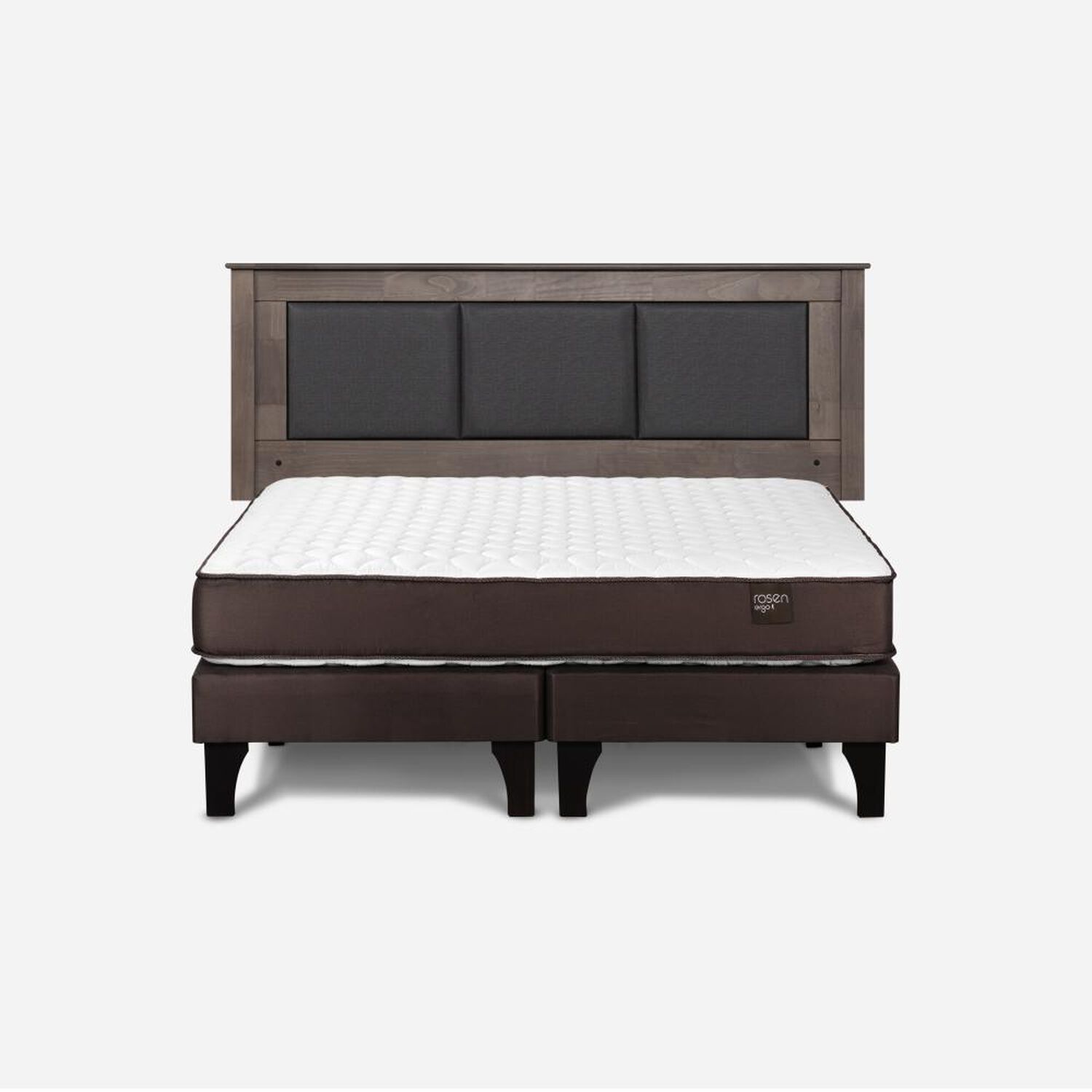 Cama Europea Rosen Ergo T New / 2 Plazas / Base Dividida  + Respaldo Rachel Gris image number 0.0