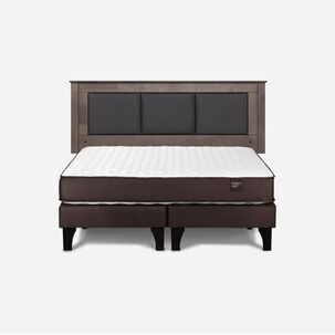 Cama Europea Rosen Ergo T New / 2 Plazas / Base Dividida  + Respaldo Rachel Gris