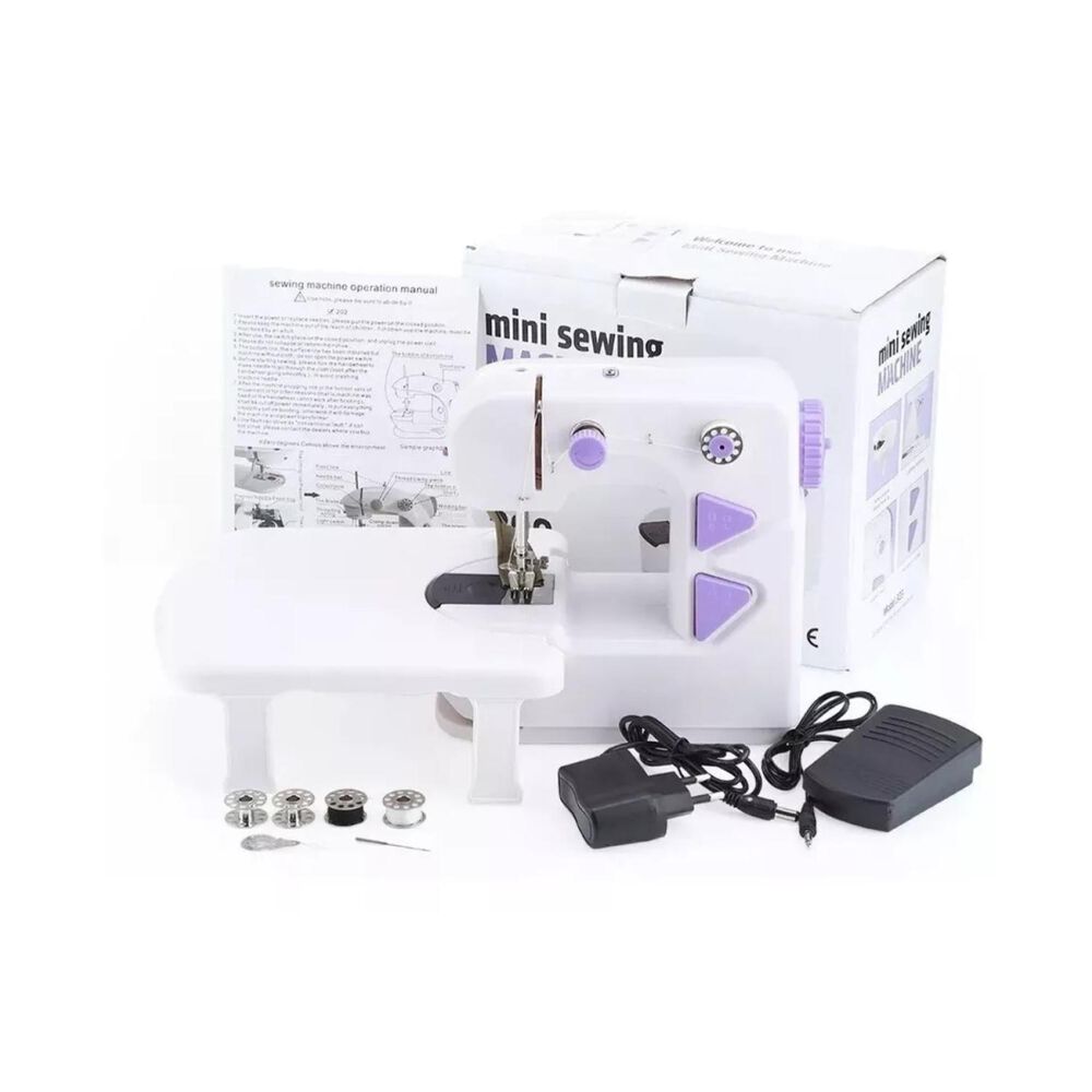 Maquina De Coser Portatil Compacta Blanco Morado image number 2.0