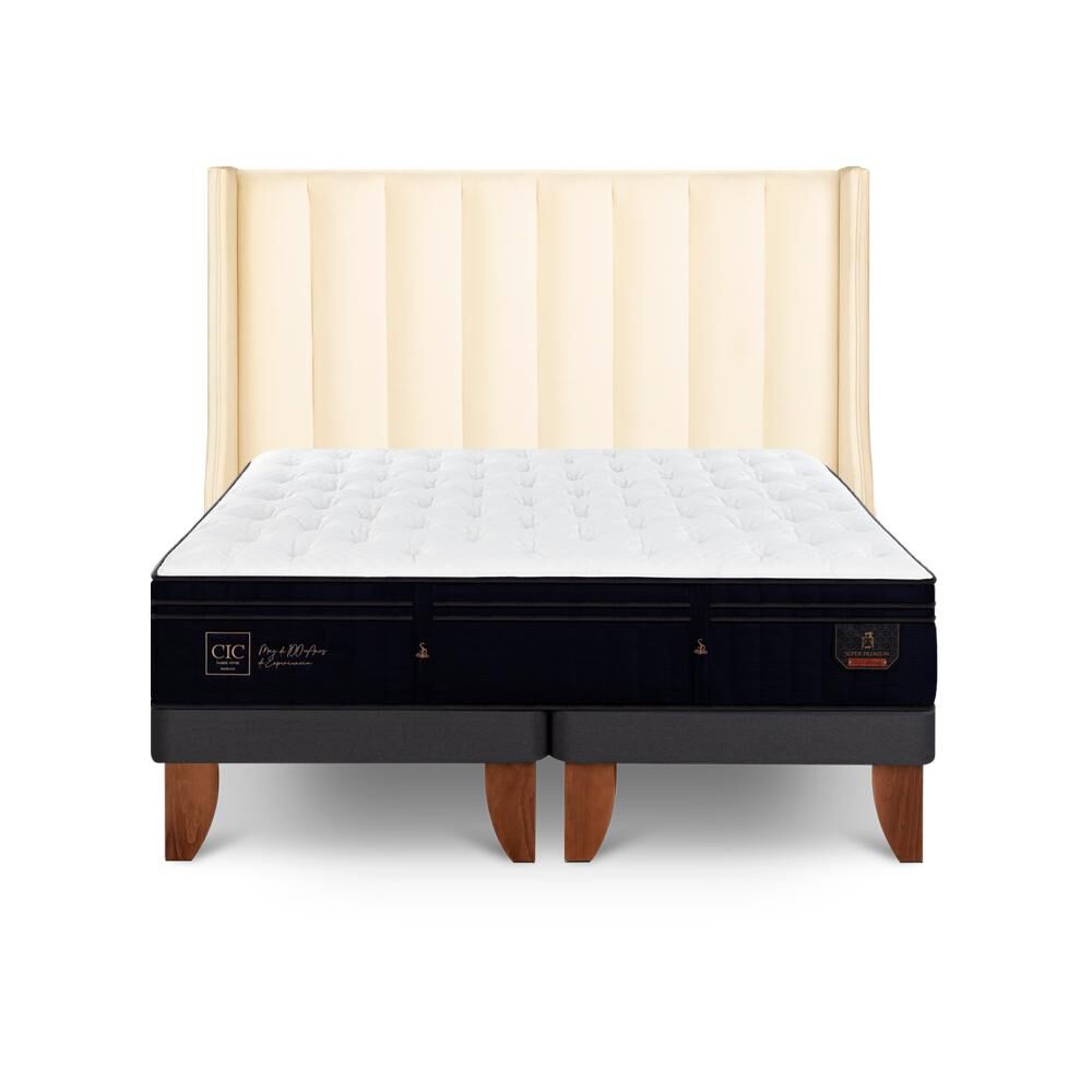 Cama Europea Cic Super Premium / 2 Plazas / Base Dividida + Respaldo image number 0.0