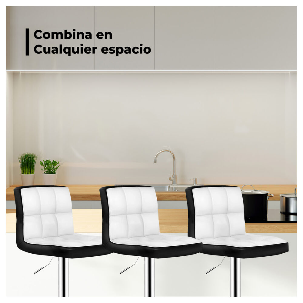 Pack 2 Silla Piso Bar Taburete Con Respaldo Blanco Y Negro image number 3.0