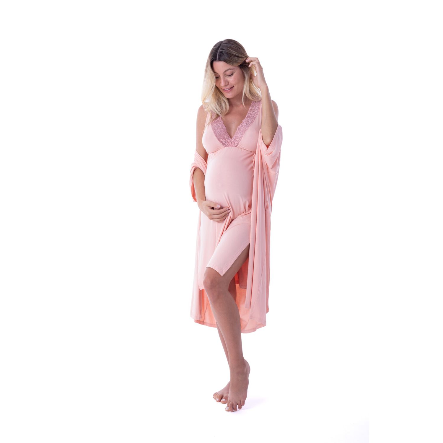 Bata De Dormir Maternal Rosa 2rios image number 1.0