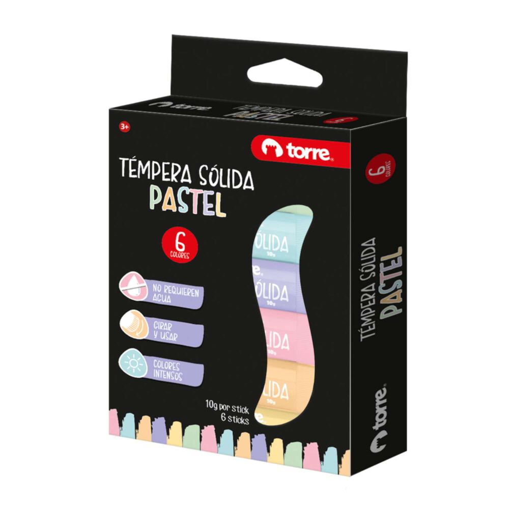 Témpera Sólida Pastel 6 Colores - Torre image number 0.0