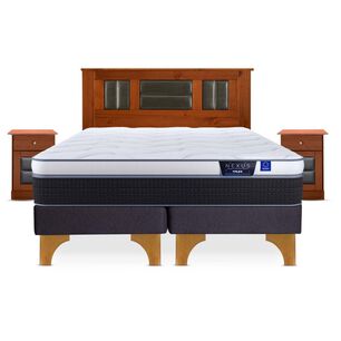 Cama Europea Flex Nexus / 2 Plazas / Base Dividida + Set De Maderas