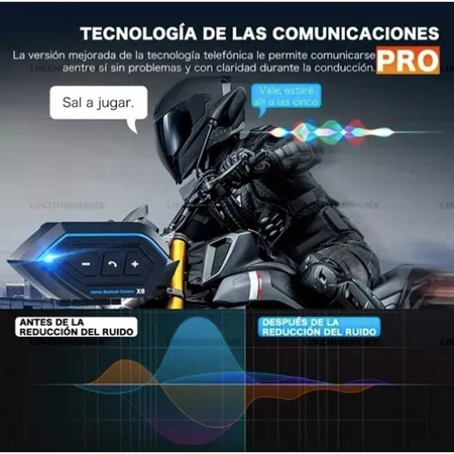 Aud&iacute;fonos Para Casco De Motos X6 Pro Bluetooth Impermeables image number 3.0