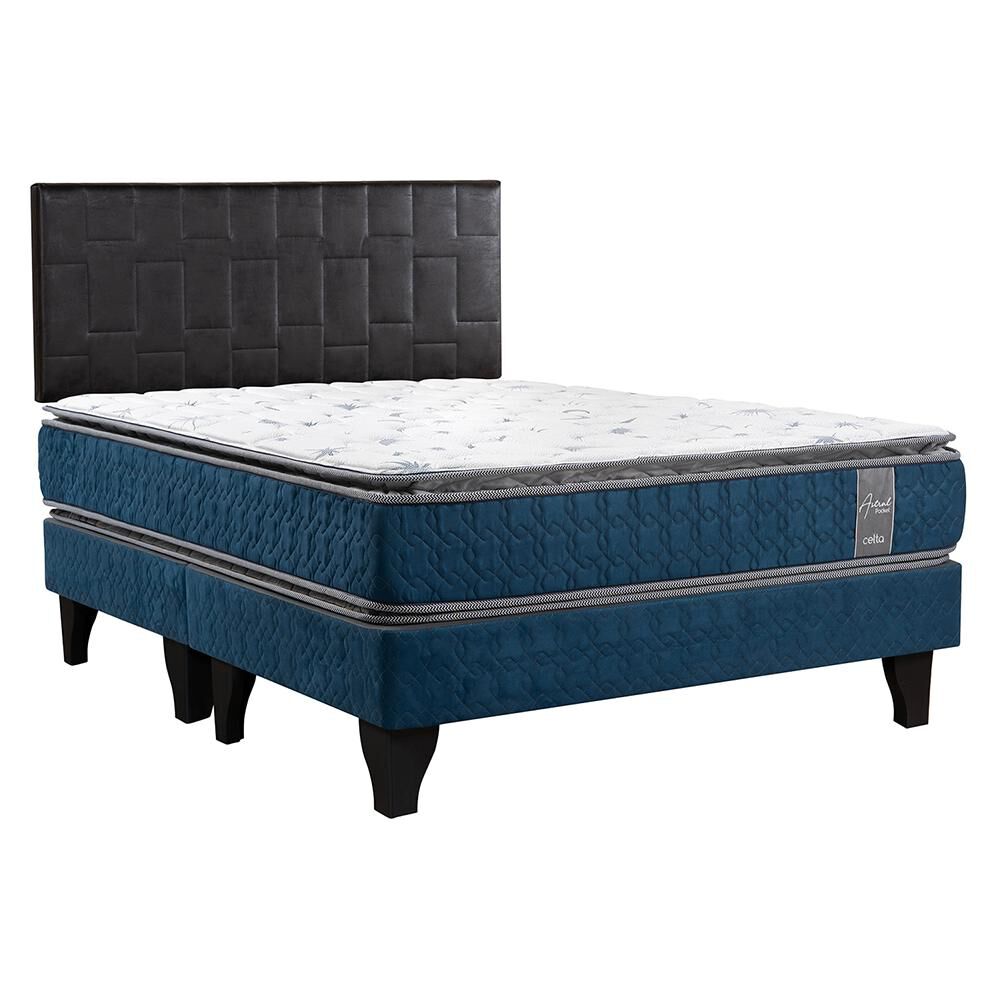Cama Europea Celta Astral Pocket / 2 Plazas / Base Dividida + Respaldo image number 0.0