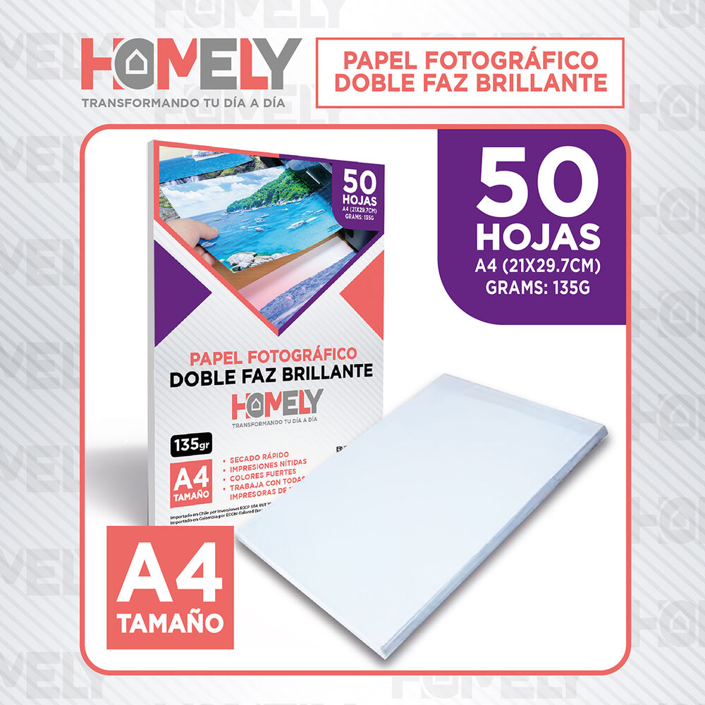 Papel Fotografico A4 Doble Faz Camara Foto Homely 50 Unidad image number 8.0