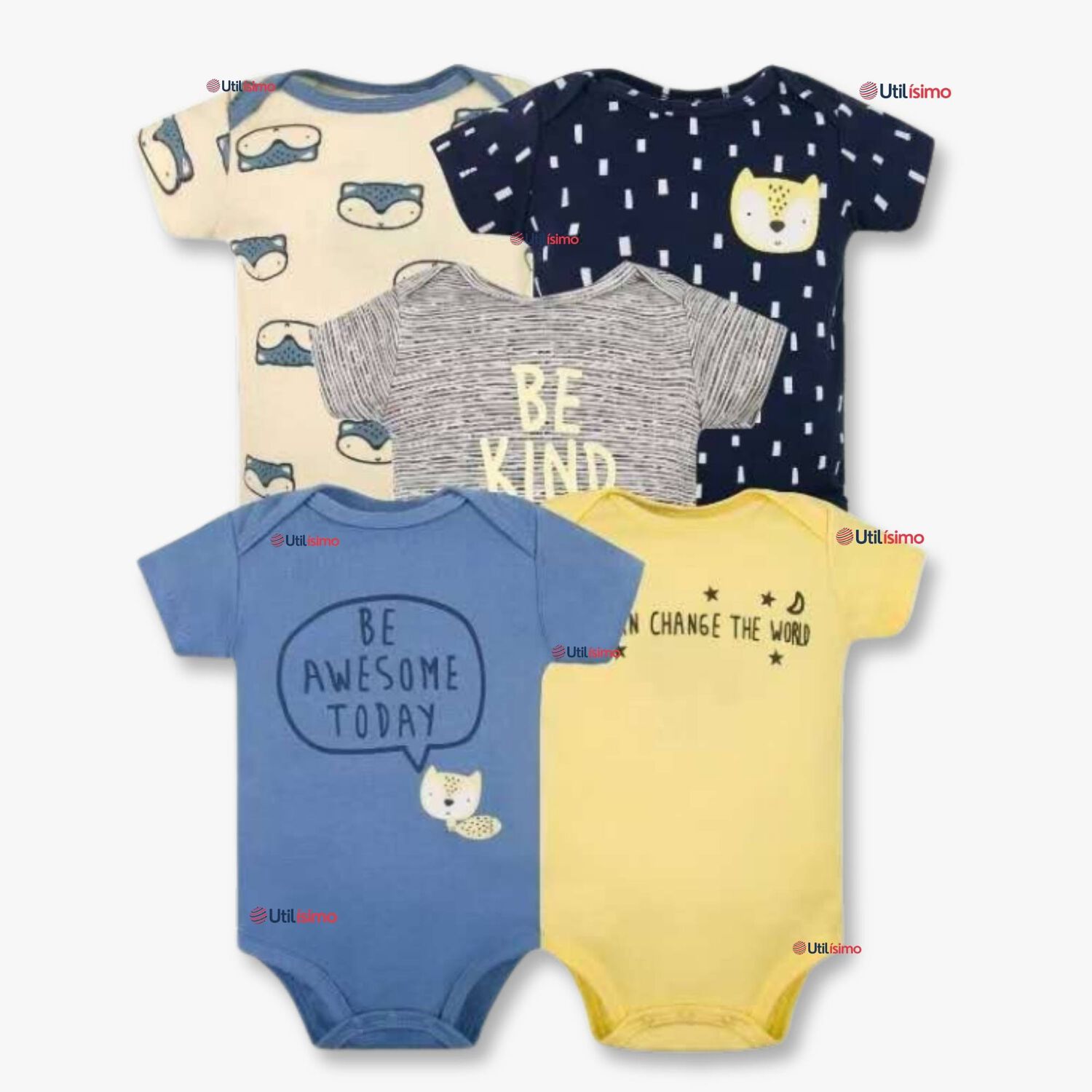 Pack 5 Bodys Ni&ntilde;o Manga Corta Tedmimak 100% Algod&oacute;n Baby Be Kind image number 0.0