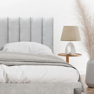 Respaldo De Cama Tubular Vertical Lino Gris Plata 1,5 Plazas