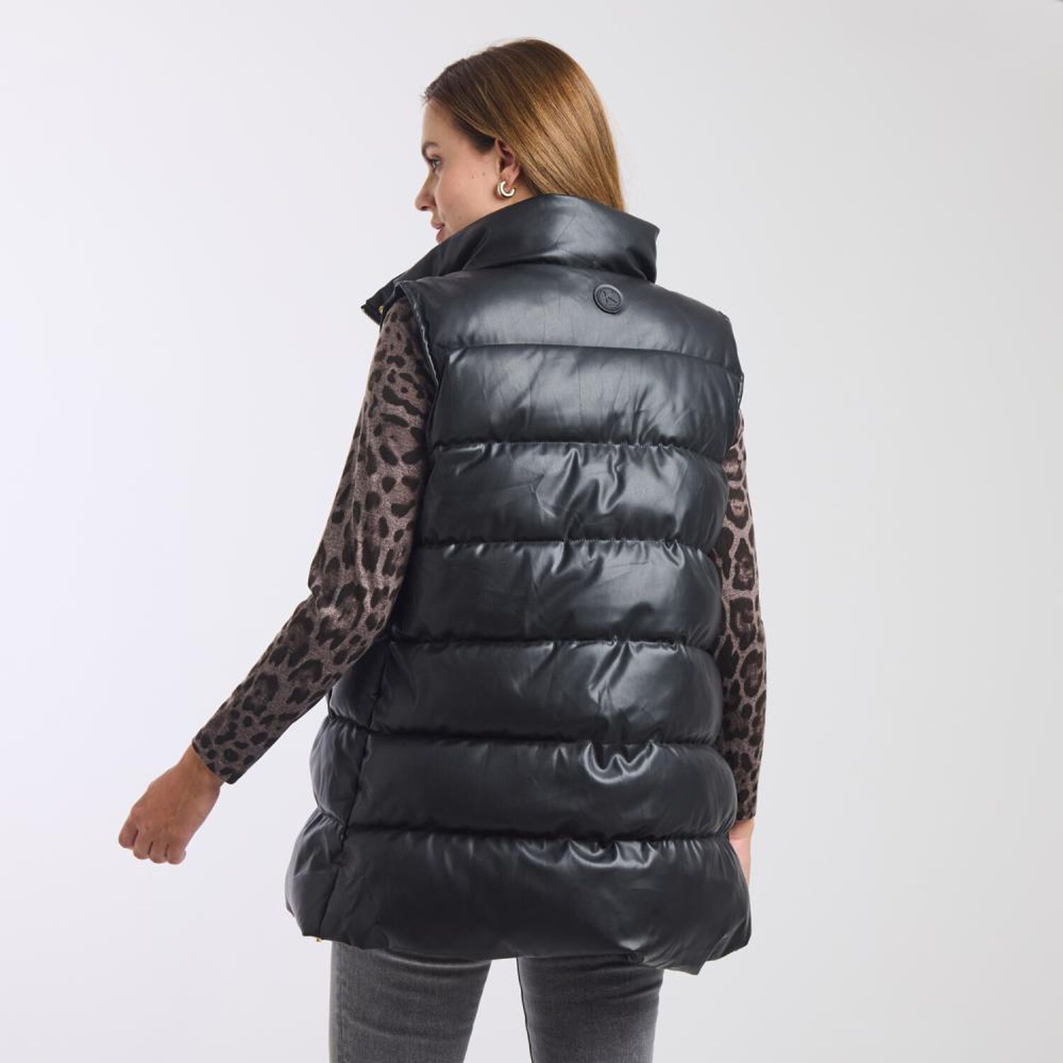 Chaqueta Ecocuero Sin Mangas Cuello Alto Mujer Kimera image number 3.0