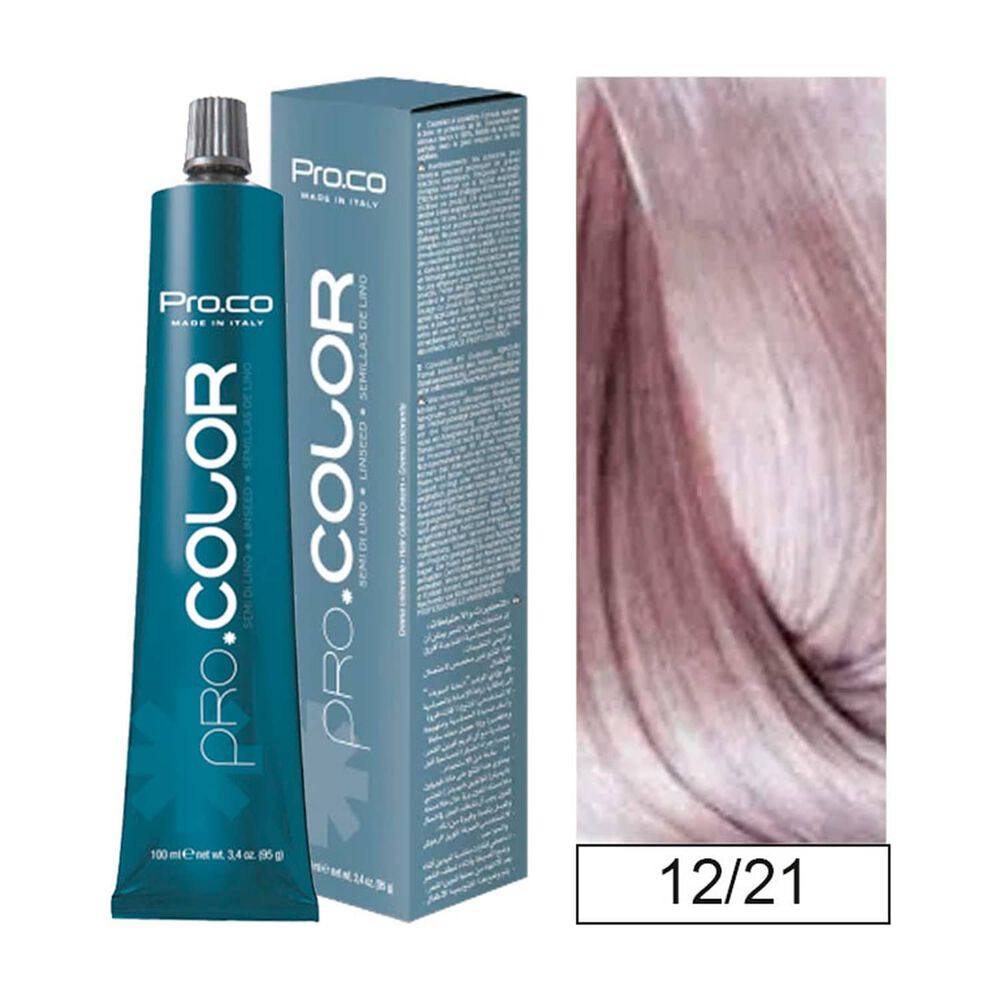 Pro.color - Tintura Permanente Super Aclarante 12/21 Rubio Platino Irisado Ceniza 100ml + Oxidante image number 0.0