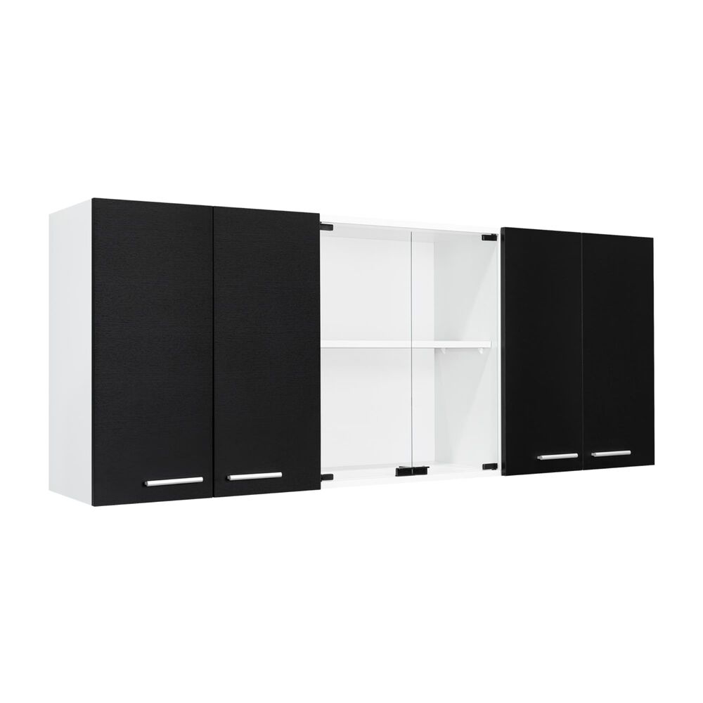 Mueble Superior De Cocina 6 Puertas 150x60x31,5 Cm Negro Y Blanco image number 0.0
