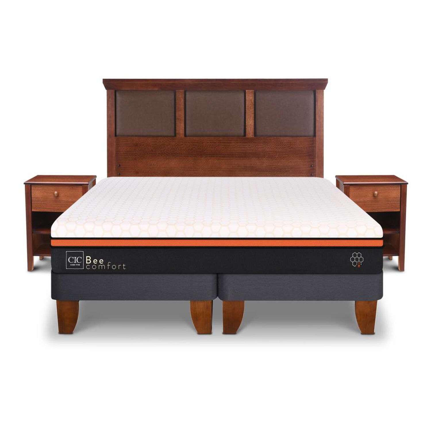 Cama Europea Cic Bee Comfort / King / Base Dividida + Set De Maderas image number 0.0