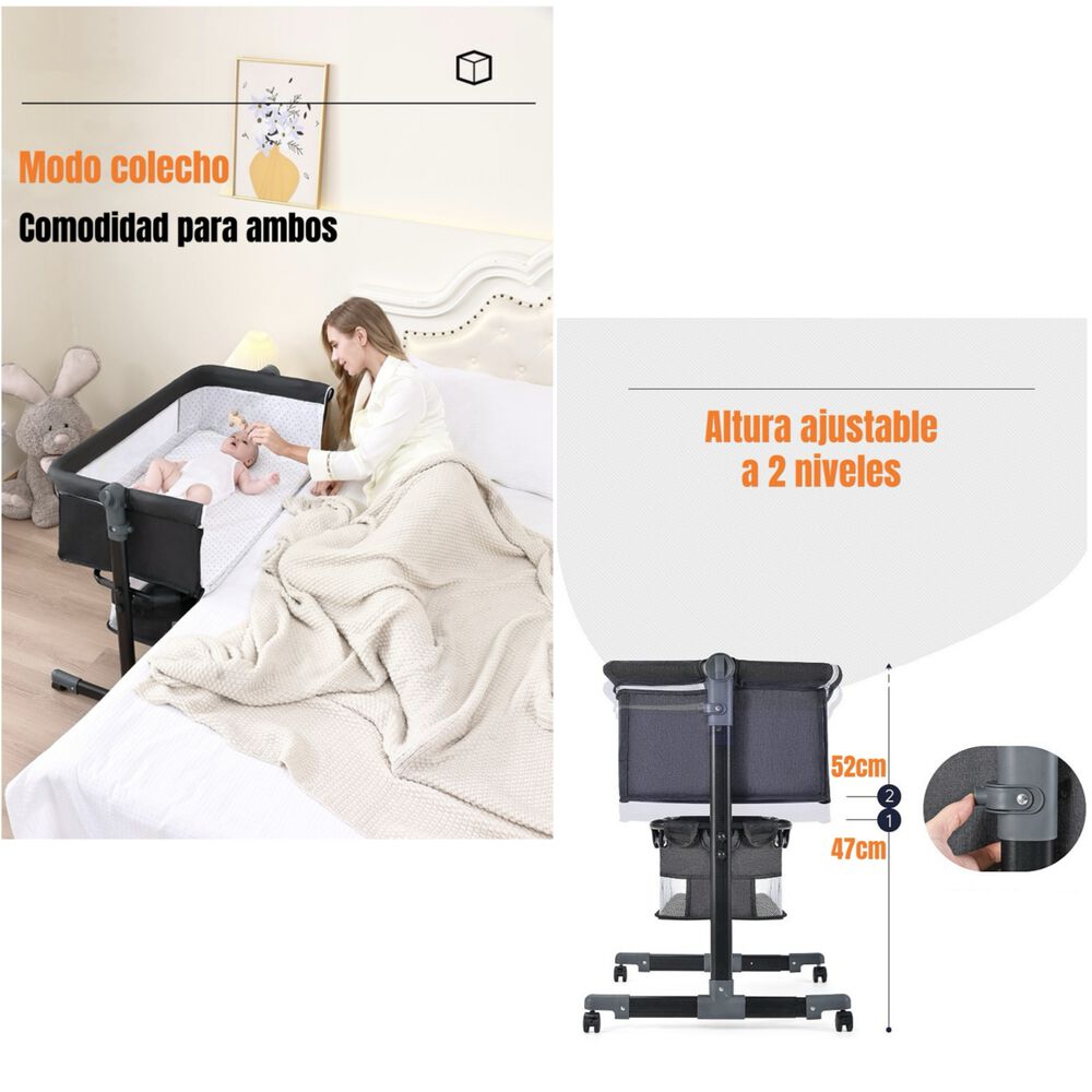 Cuna Colecho One Con Mosquitero Colchón Cafe Lubabycas image number 2.0