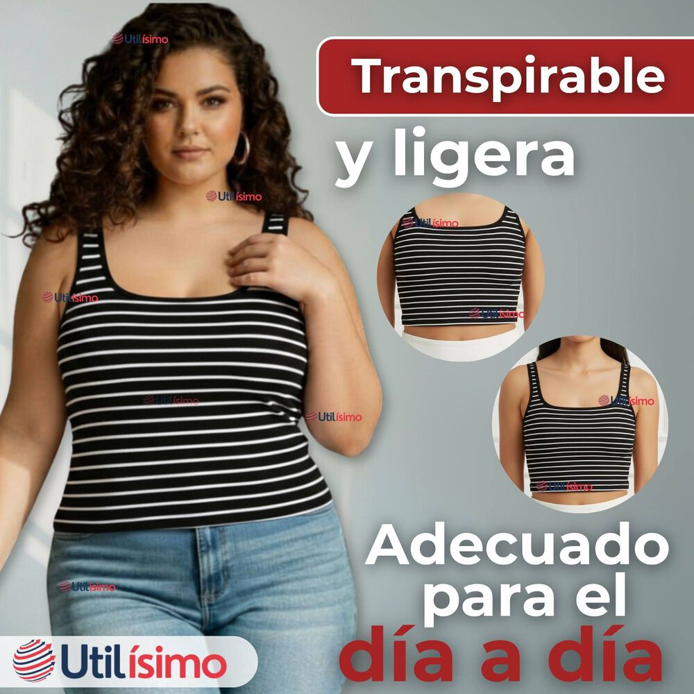 Camiseta Rayas 100% Algodón Básica Lisa Elástica Mujer Colores Surtidos image number 5.0