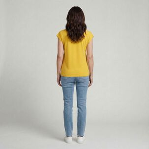 Polera Lisa Manga Corta Cuello V Mujer Lesage