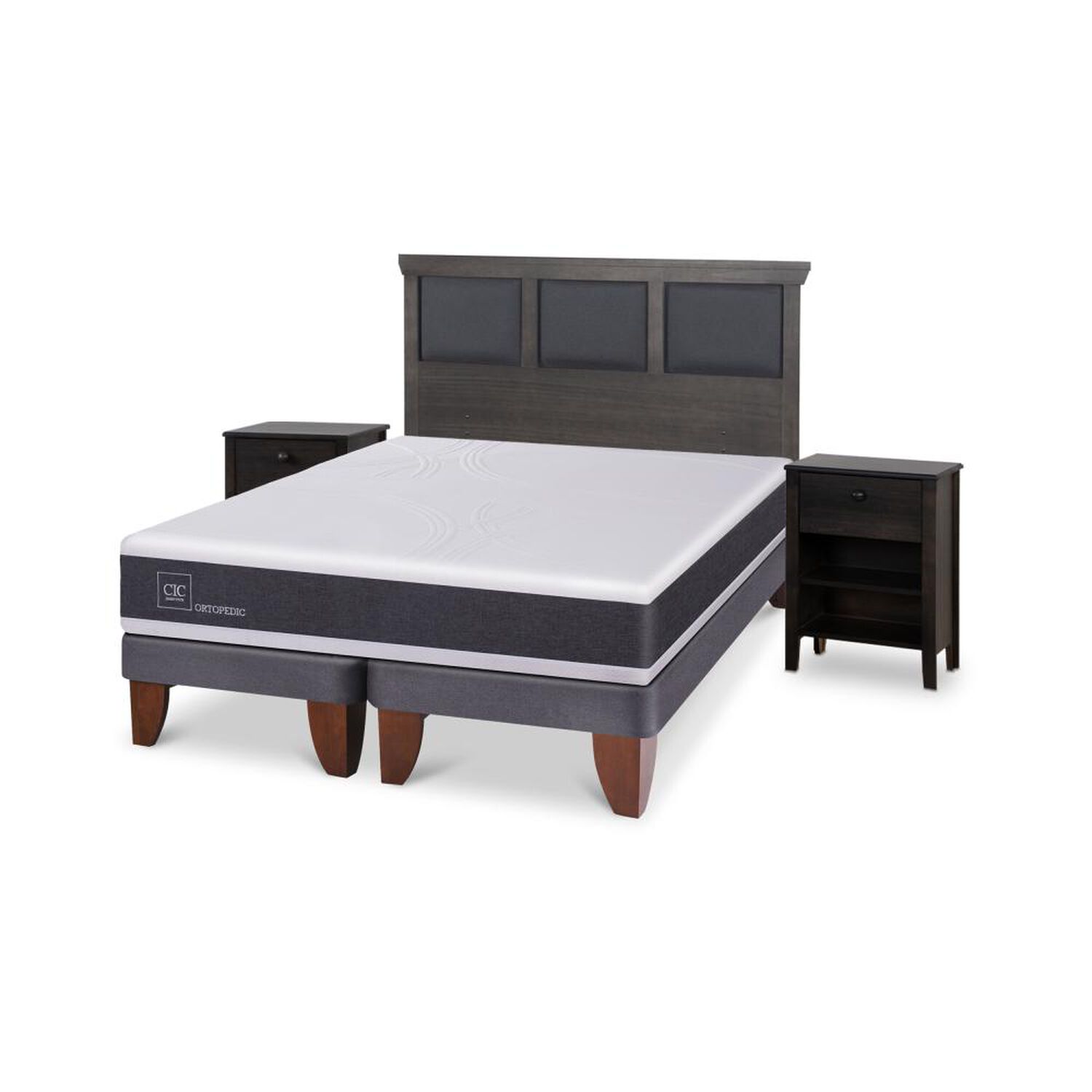 Cama Europea Cic Ortopedic / 2 Plazas / Base Dividida + Set De Maderas image number 1.0