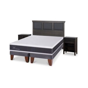 Cama Europea Cic Ortopedic / 2 Plazas / Base Dividida + Set De Maderas