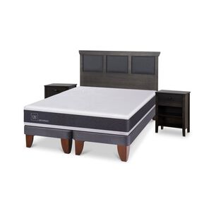 Cama Europea Cic Ortopedic / 2 Plazas / Base Dividida + Set De Maderas