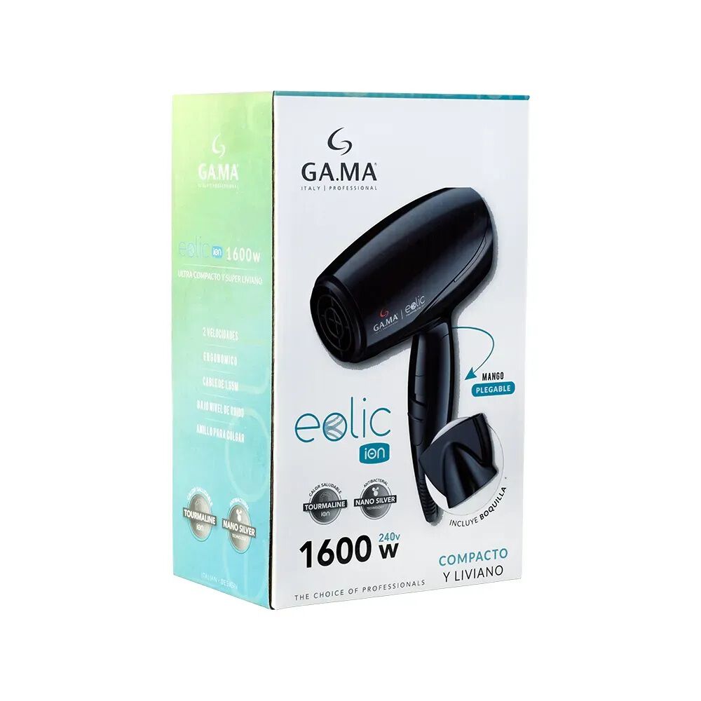 Secador De Pelo Gama Eolic Ion Mini 1600w Plegable Liviano Viaje Negro image number 4.0