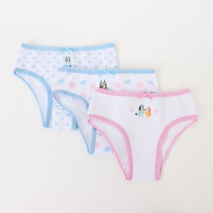 Tripack Calz&oacute;n Ni&ntilde;a Blanco Full Print Flores Bluey