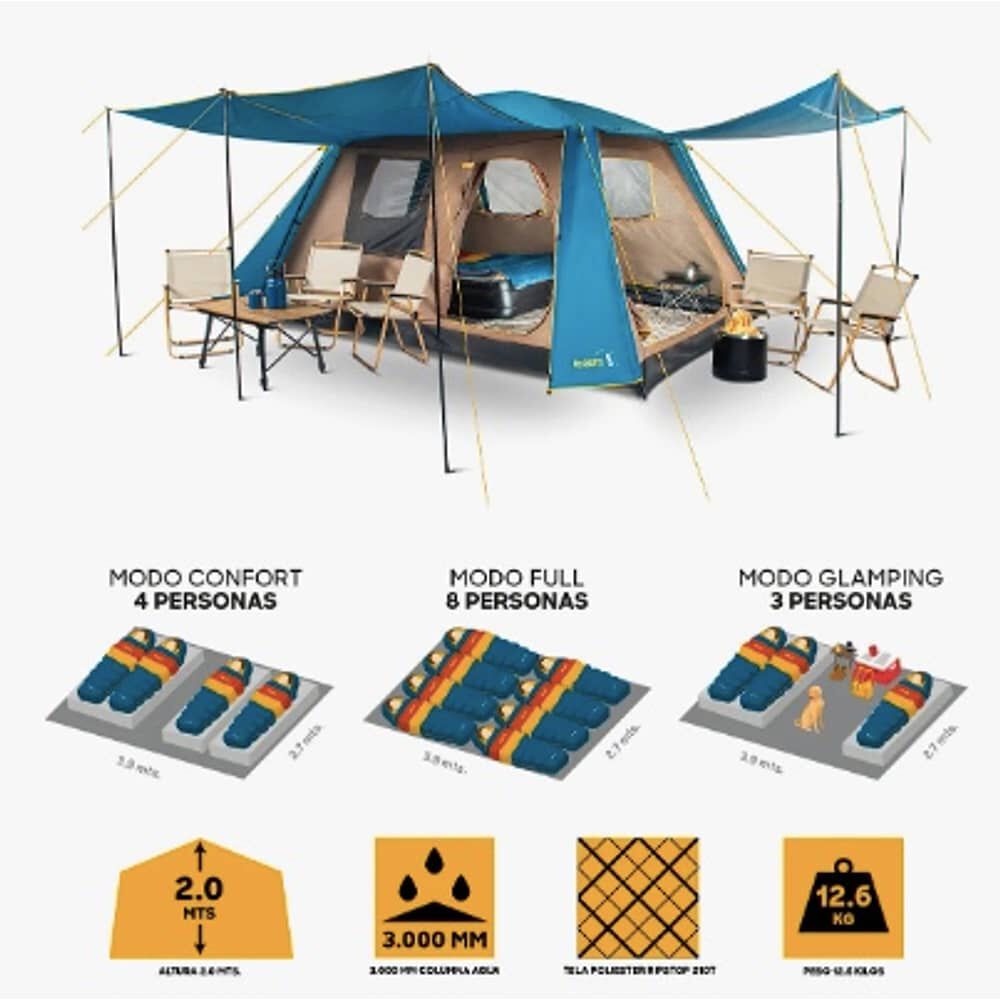 Carpa Dolomites 8 Discovery 8 Personas Techo Largo image number 5.0