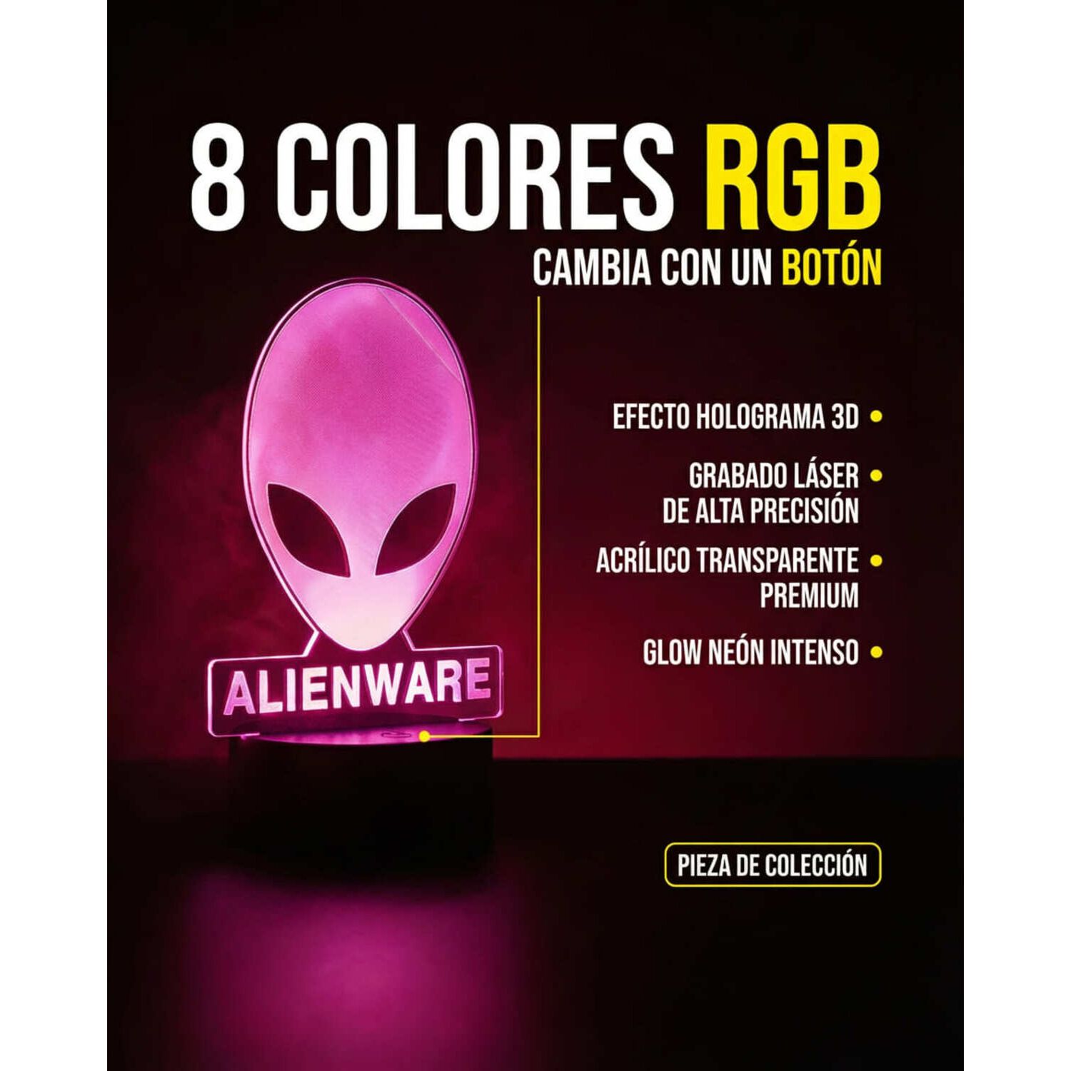 Lampara 3d De Alienware Multicolor image number 3.0