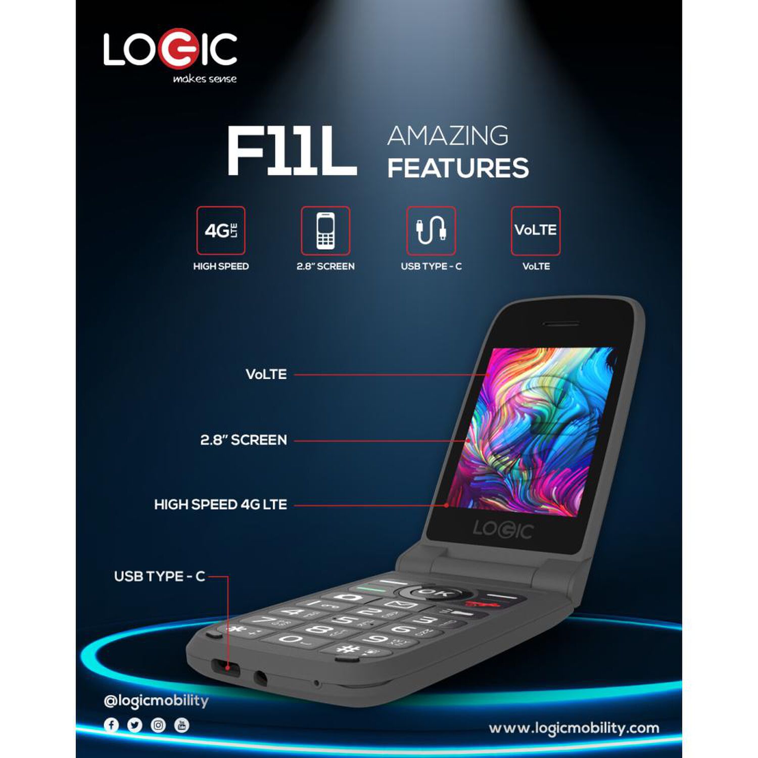 Celular B&aacute;sico Logic F11l / 128 GB / Entel image number 5.0