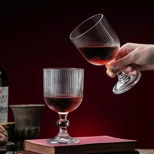 Set 6 Copas Vino Talladas 360ml Lisa Allegra De Vidrio