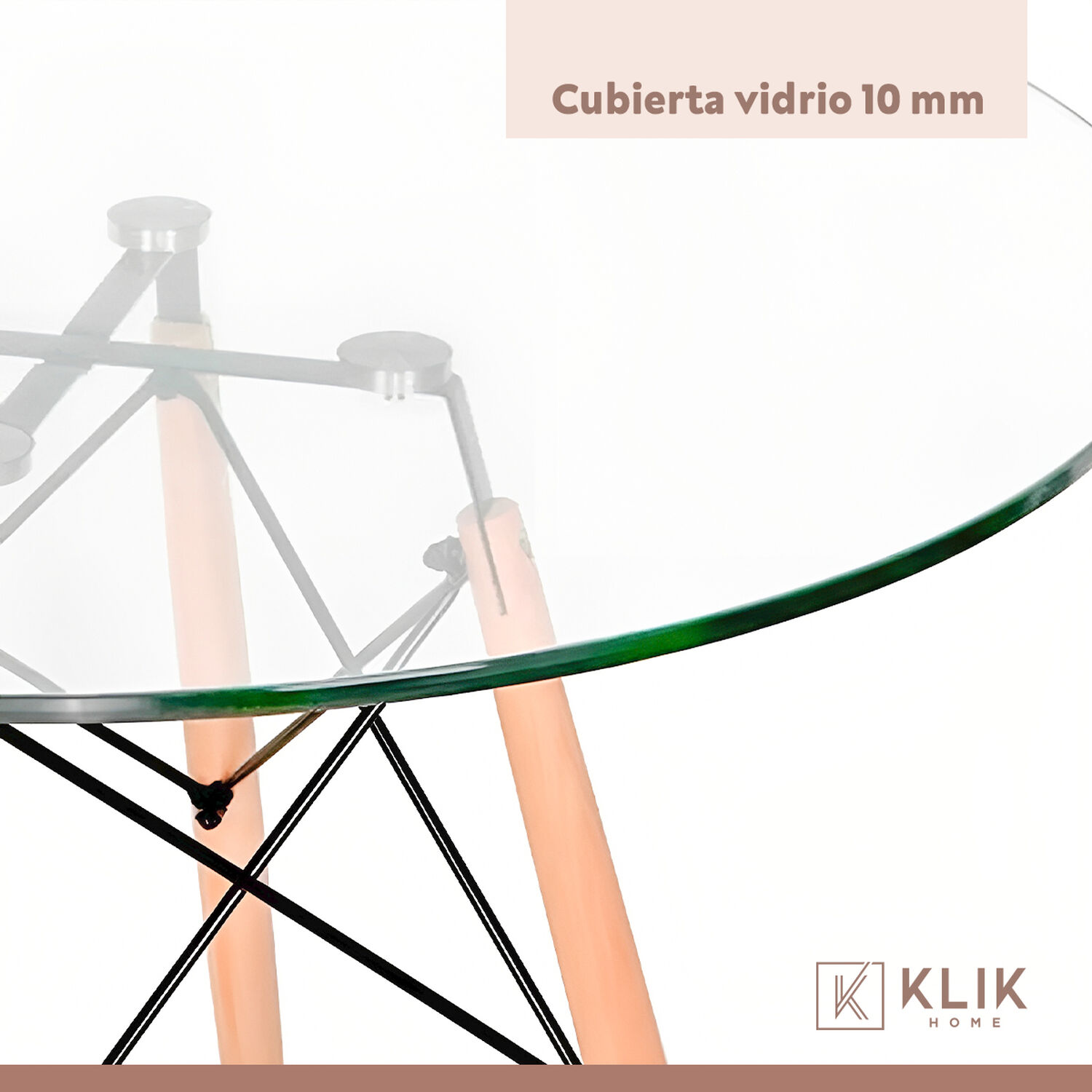 Comedor Mesa Redonda Vidrio 80cm + 4 Sillas Windsor Negras image number 7.0