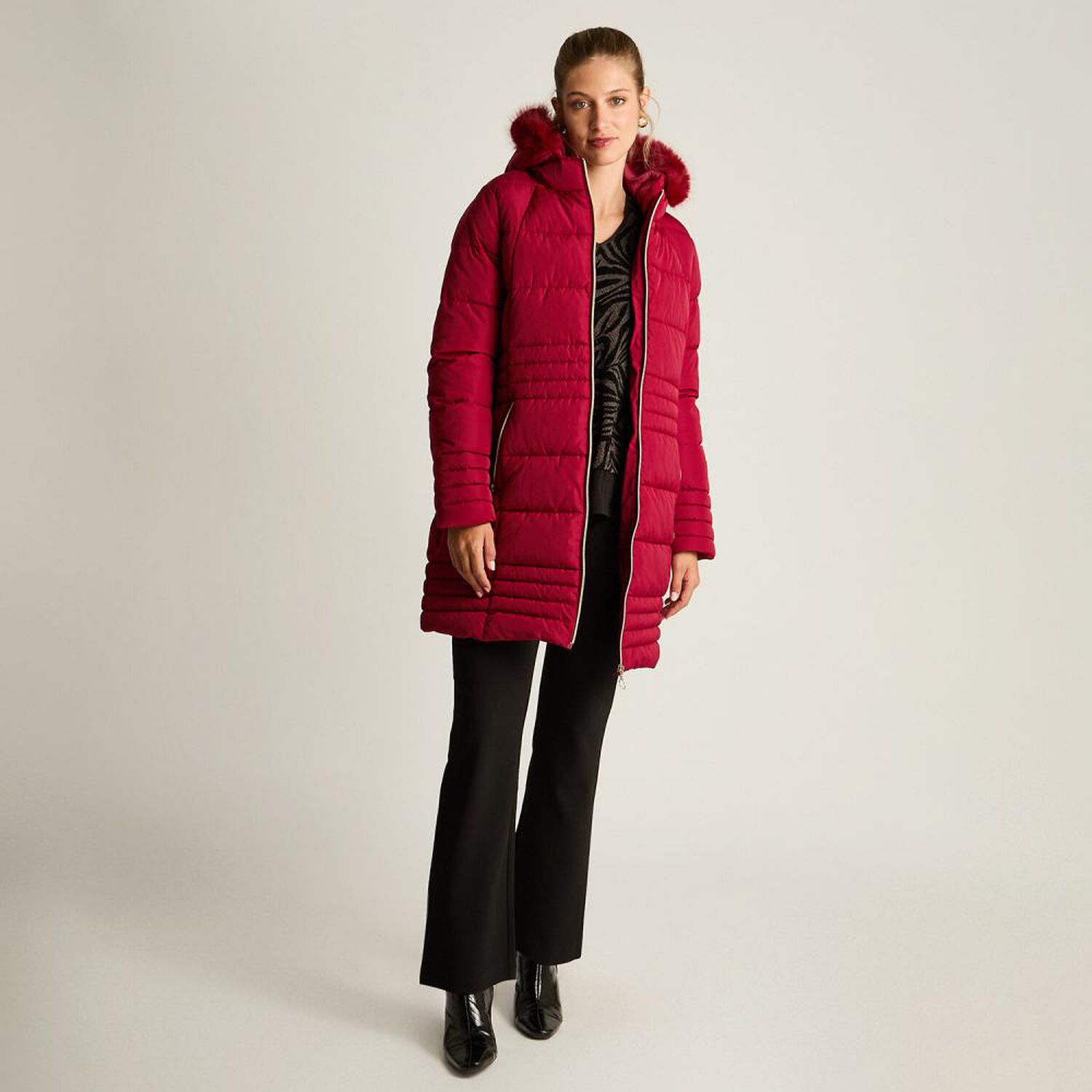 Parka Con Capucha Con Pelos Mujer Lorenzo Di Pontti image number 1.0