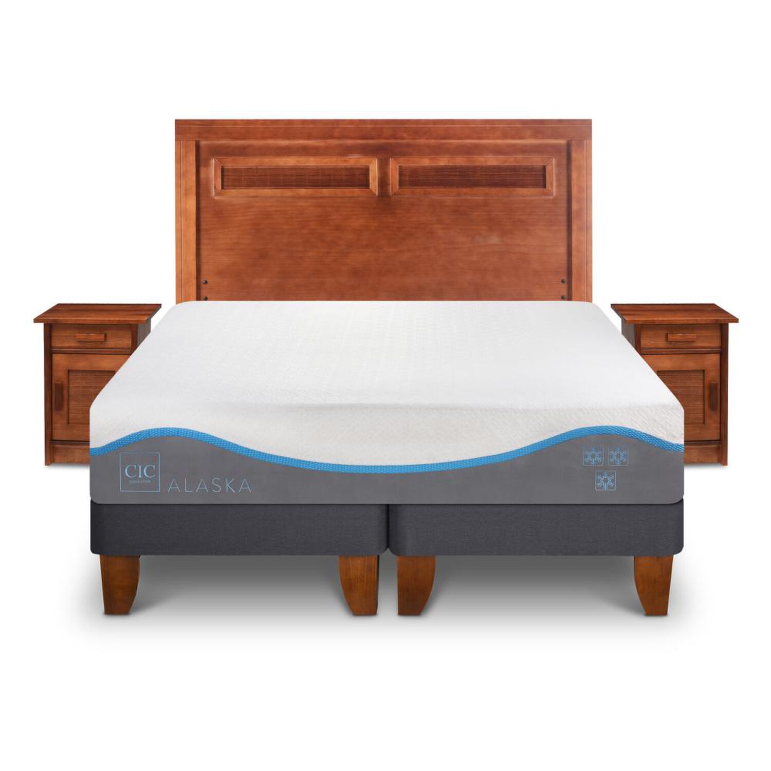 Cama Europea Cic Alaska / 2 Plazas / Base Dividida + Set De Maderas image number 0.0