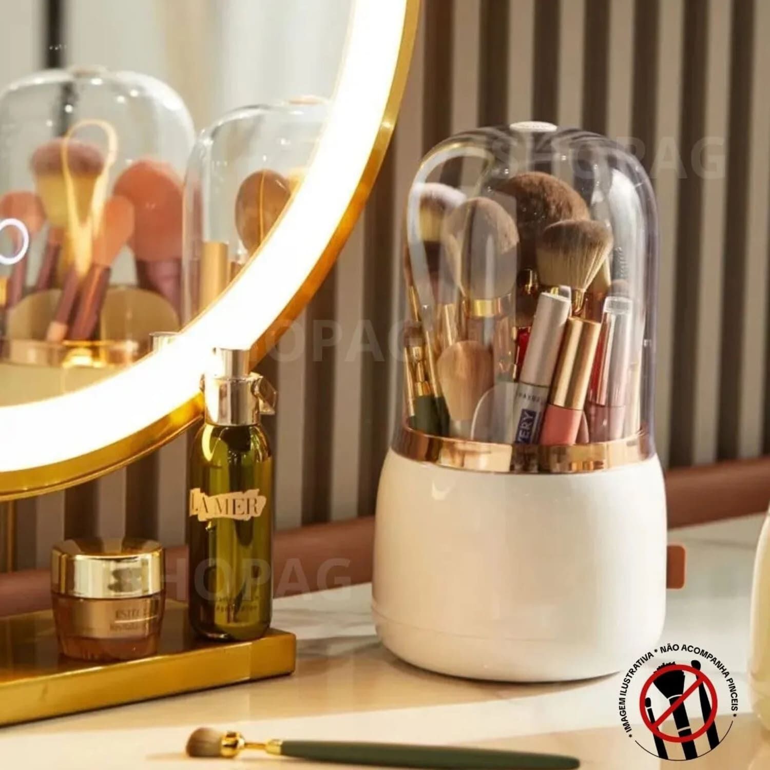 Organizador Port&aacute;til Para Brochas De Maquillaje, Giratorio 360 Grados. image number 2.0