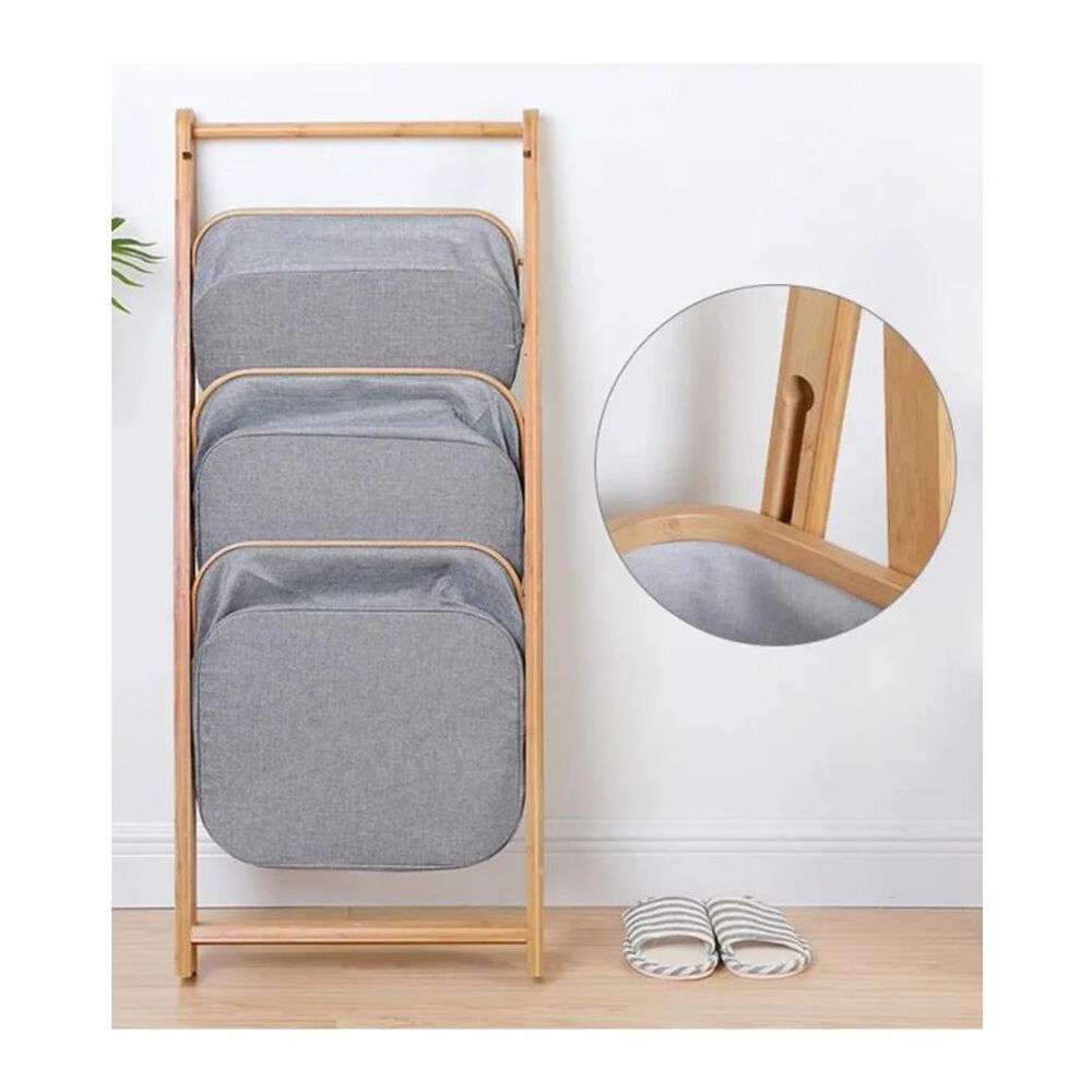 Estante De Almacenamiento De 3 Niveles Con Cesto Plegable image number 2.0