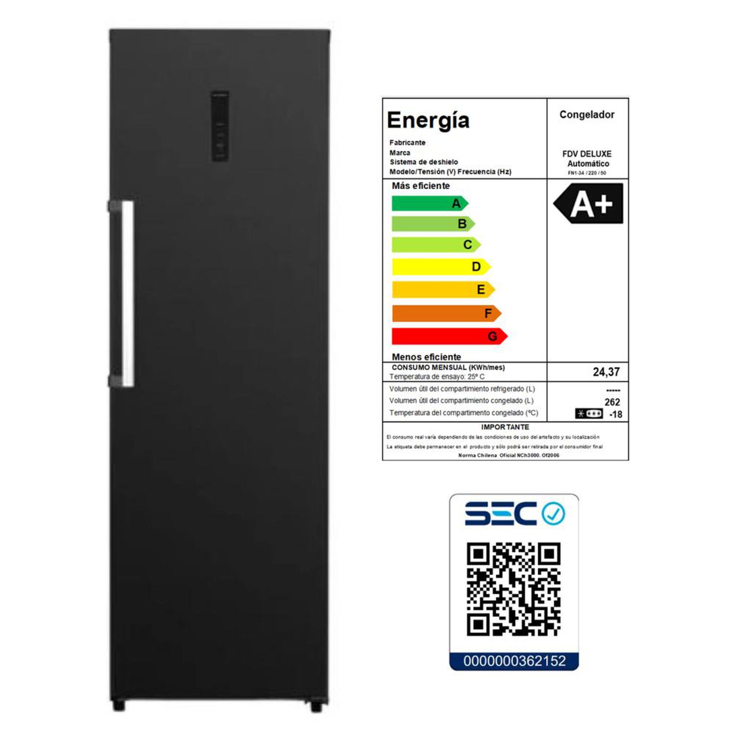 Freezer Vertical Fdv FN1-34 / No Frost / A+ image number 3.0