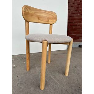 Silla Fresno Asiento Tapizado Y Acolchado Chenilla Con Respaldo Curvo Y Patas De Madera