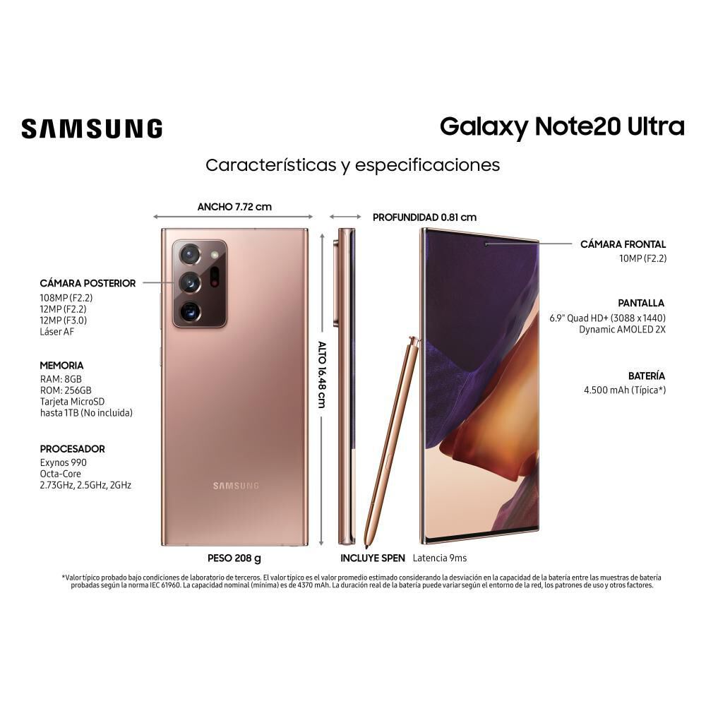 Smartphone Samsung Galaxy Note 20 Ultra Bronze 256 Gb / Liberado image number 7.0