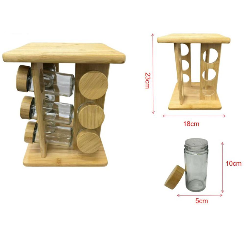 Especiero De Madera Cocina 12 Frascos De Vidrio image number 3.0
