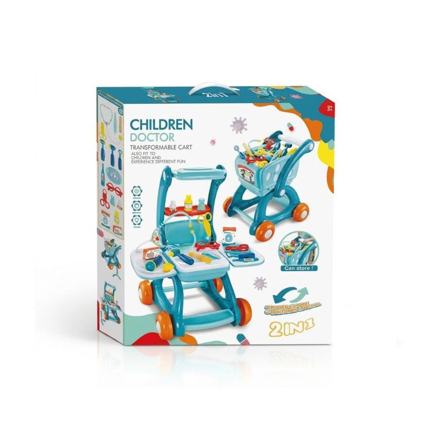 Set Juguete Doctor 2 En 1 Carrito M&eacute;dico Ni&ntilde;os image number 1.0
