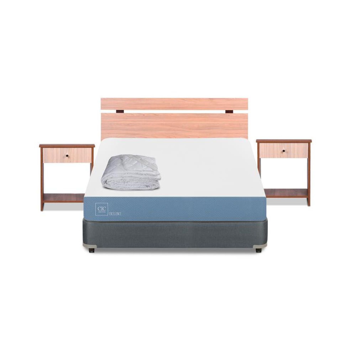 Cama Americana Cic Excellence / Full / Base Normal + Set De Maderas + Plum&oacute;n image number 0.0