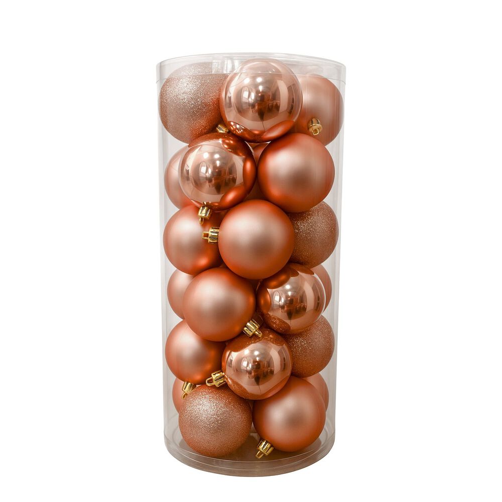 24 Esferas Navideñas Bambalinas 8 Cm Rosado Decoracion image number 0.0