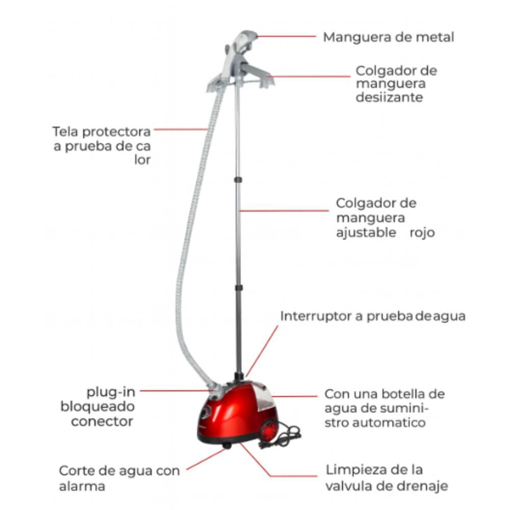 Plancha De Ropa A Vapor Vertical Con Ruedas 1800w Ajustable image number 7.0